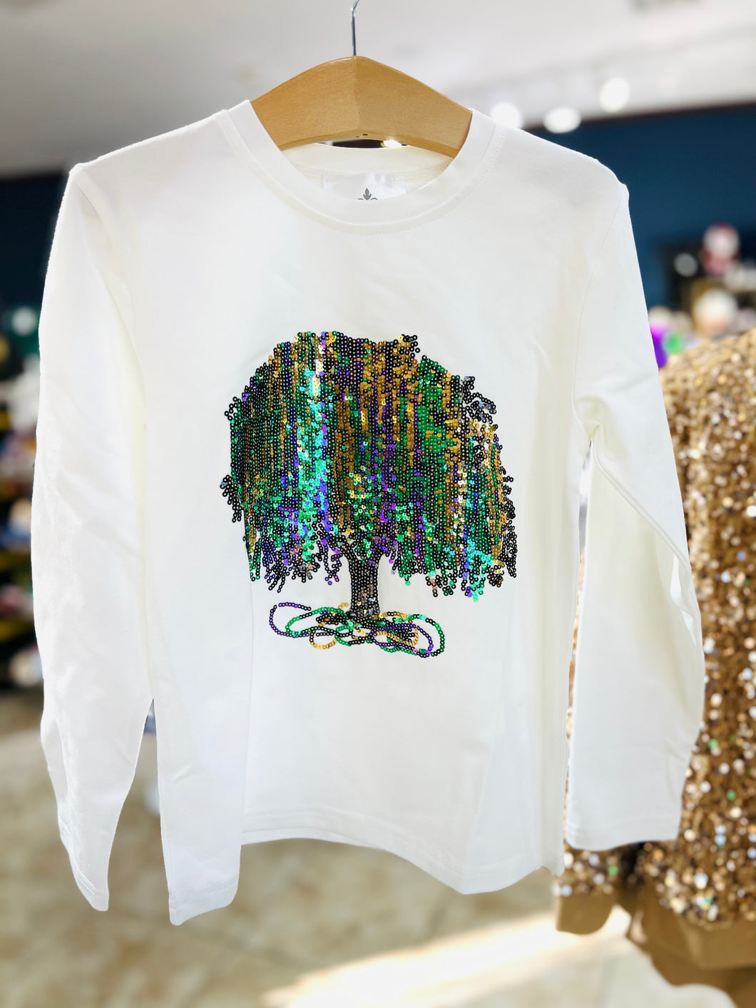 Mardi Gras Tree Sequin Kid Shirt
