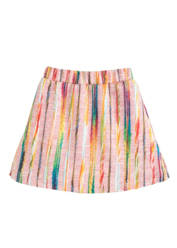 Mini Skirt Pink Multi Stripe Wool
