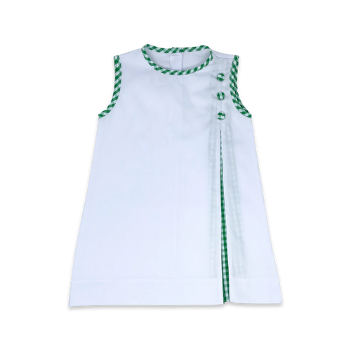 Phoebe Dress White and Augusta Green