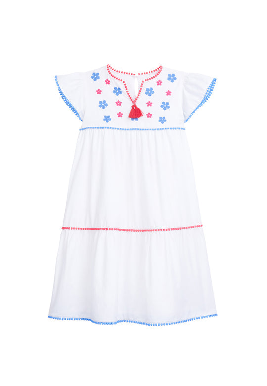 Positano Dress White Embroidered