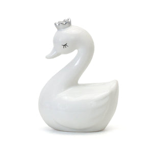 White Swan w/ Silver Crown Coin Bank
