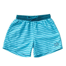 Load image into Gallery viewer, Swim Trunks Teal Painterly Stripe