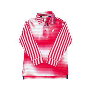 Long Sleeve Prim and Proper Polo Richmond Red Stripe