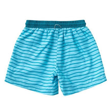 Load image into Gallery viewer, Swim Trunks Teal Painterly Stripe