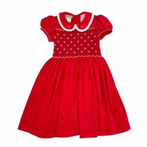 Bows Red Cord Smocked Dress
