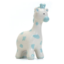 Load image into Gallery viewer, Blue Spotted Giraffe Coin Bank