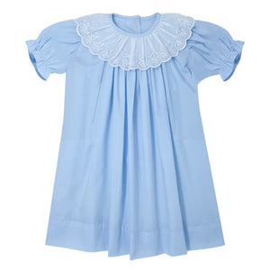 Chloe Dress Blue Batiste/White Floral Lace