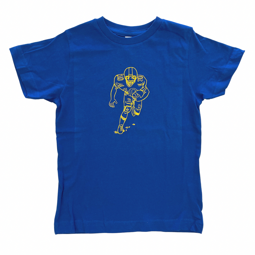 Blue and Gold Football Player Tee