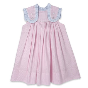 Frances Flap Dress Pink/Blue Seersucker