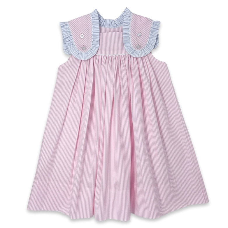 Frances Flap Dress Pink/Blue Seersucker